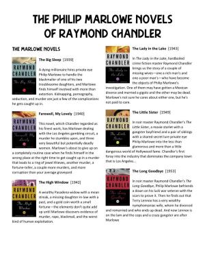The Philip Marlowe Novels of Raymond Chandler