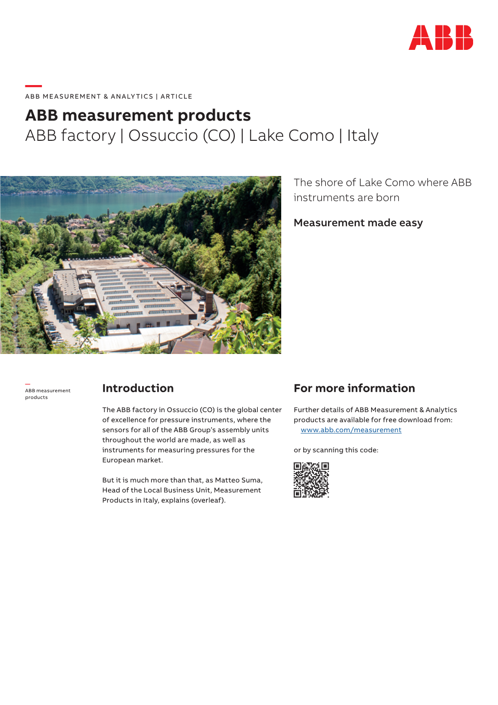 — ABB Measurement Products ABB Factory | Ossuccio (CO) | Lake