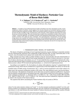 Thermodynamic Model of Hardness: Particular Case of Boron Rich Solids