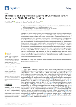 Theoretical and Experimental Aspects of Current and Future Research on Nbo2 Thin Film Devices