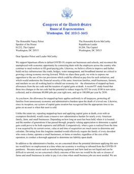 Rep. Fischbach Letter to Speaker Pelosi and Leader Mccarthy