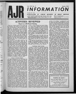 INFORMATION ISSUED by the ASSOCIATION of JEWISH REFUGEES in CREAT BRITAIN T FAIRPAX MANSIONS