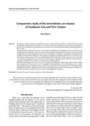 Comparative Study of the Invertebrate Cave Faunas of Southeast Asia and New Guinea