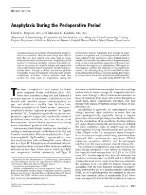 Anaphylaxis During the Perioperative Period