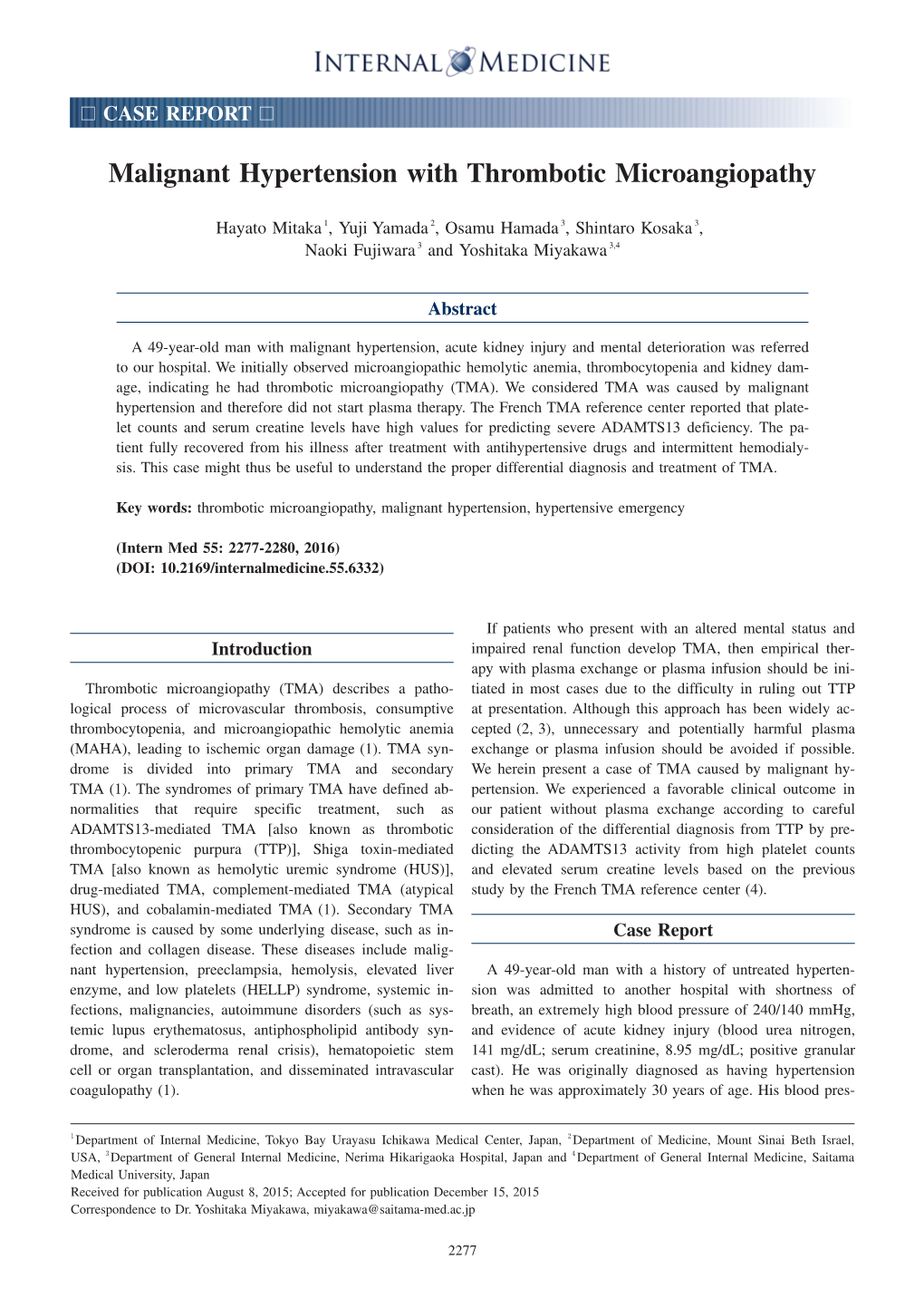 Malignant Hypertension with Thrombotic Microangiopathy