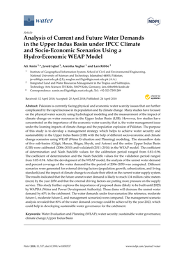 Analysis of Current and Future Water Demands in the Upper Indus Basin Under IPCC Climate and Socio-Economic Scenarios Using a Hydro-Economic WEAP Model
