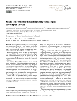 Spatio-Temporal Modelling of Lightning Climatologies for Complex Terrain