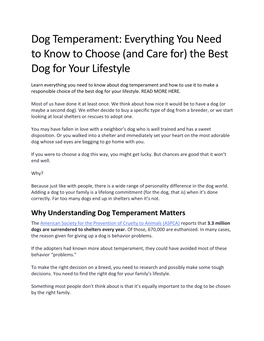 Dog Temperament: Everything You Need to Know to Choose (And Care For) the Best Dog for Your Lifestyle
