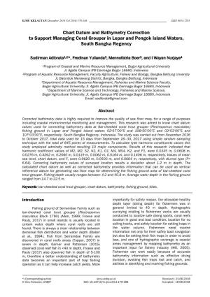 Chart Datum and Bathymetry Correction to Support Managing Coral Grouper in Lepar and Pongok Island Waters, South Bangka Regency