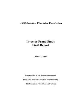 Investor Fraud Study Final Report