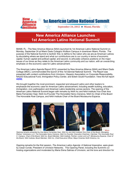 New America Alliance Launches 1St American Latino National Summit