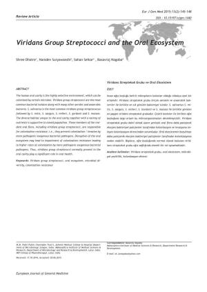 Viridans Group Streptococci and the Oral Ecosystem