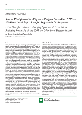 Kentsel Dönüşüm Ve Yerel Siyasetin Değişen Dinamikleri