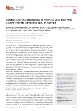 Orthopoxvirus Was Detected in Skin Lesions of Two Cat- Tle Herders from the Kakheti Region of Georgia (Country); This Virus Was Named Akhmeta Virus