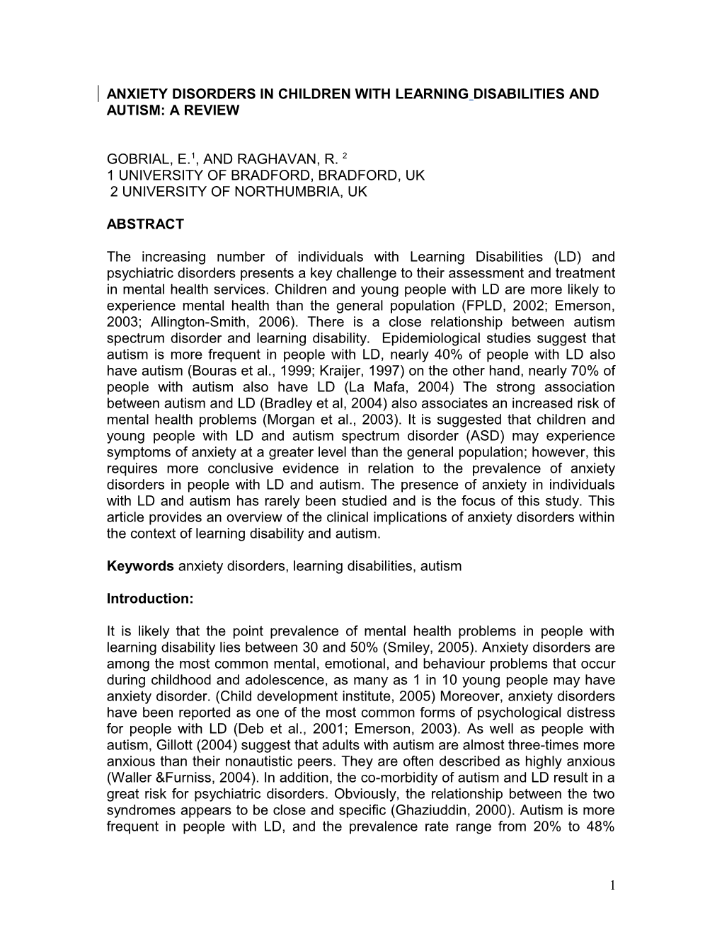 Anxiety Disorders In Young People With Autism And Learning Disabilities