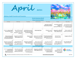 April 2021 WHPP Wellness Activities Calendar