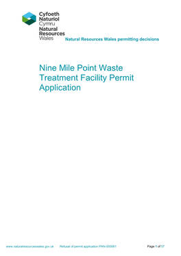 Nine Mile Point Waste Treatment Facility Permit Application
