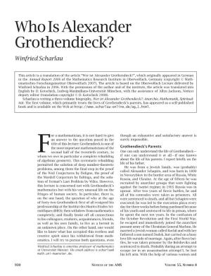 Who Is Alexander Grothendieck? Winfried Scharlau