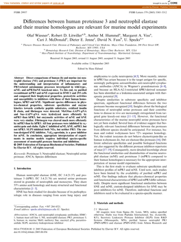 Differences Between Human Proteinase 3 and Neutrophil