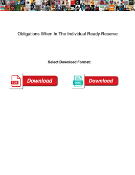 Obligations When in the Individual Ready Reserve