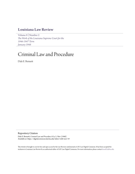 Criminal Law and Procedure Dale E