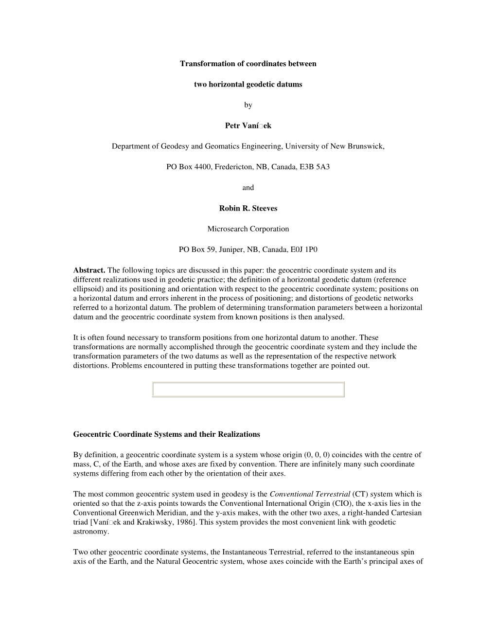 Transformation of Coordinates Between Two Horizontal Geodetic