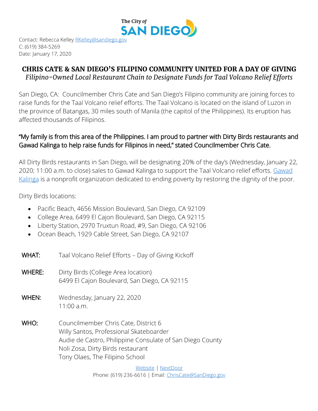 Chris Cate & San Diego's Filipino Community United for a Day of Giving