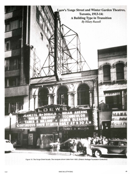 S Yonge Street and Winter Garden Theatres, Toronto, 1913-14: a Building Type in Transition by Hilary Russell