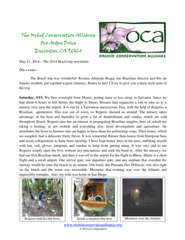 The Orchid Conservation Alliance 564 Arden Drive Encinitas, CA 92024