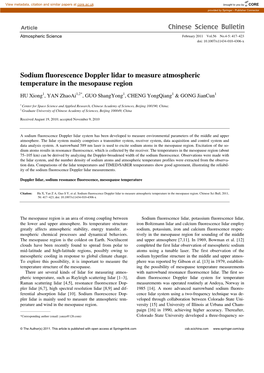Sodium Fluorescence Doppler Lidar to Measure Atmospheric Temperature in the Mesopause Region