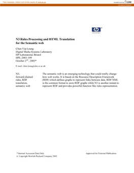 N3 Rules Processing and HTML Translation for the Semantic Web
