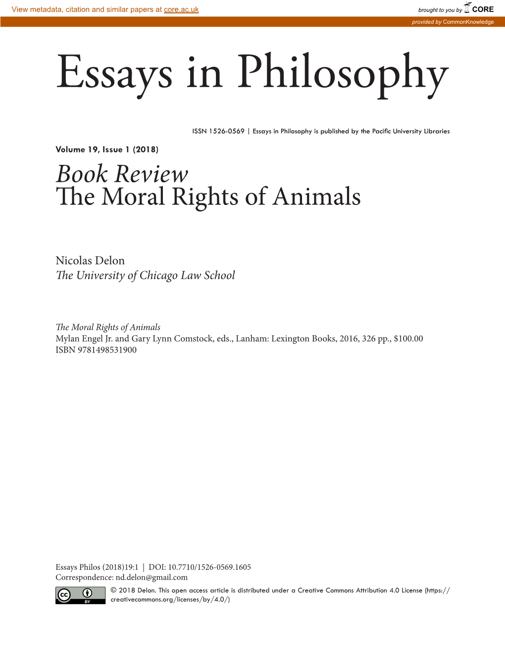 The Moral Rights of Animals