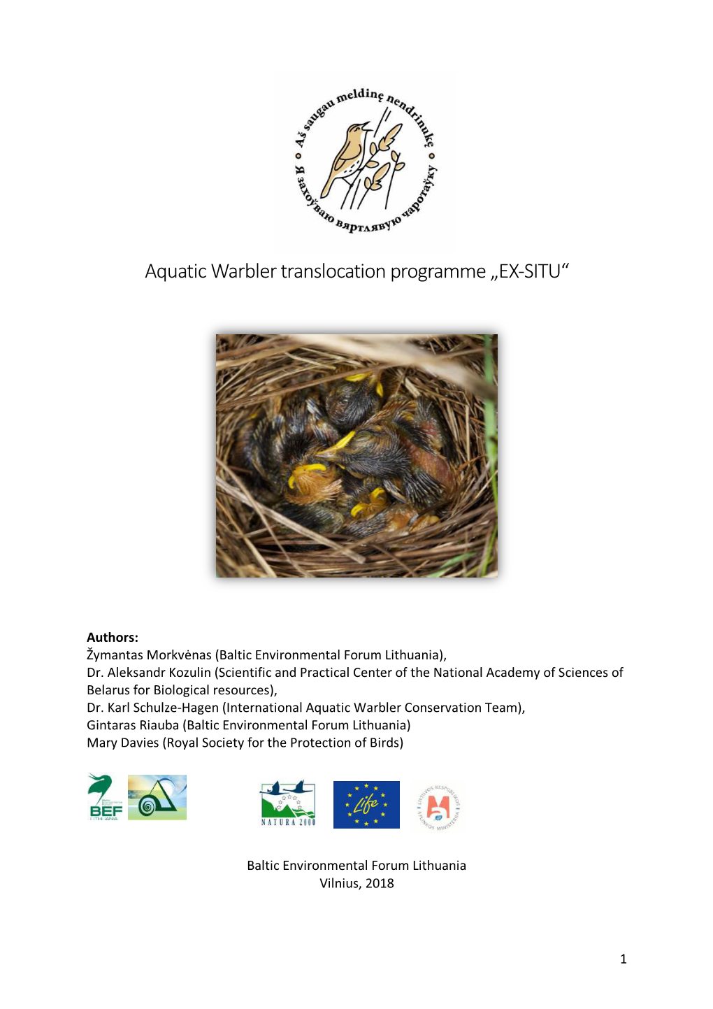 Aquatic Warbler Translocation Programme „EX-SITU“