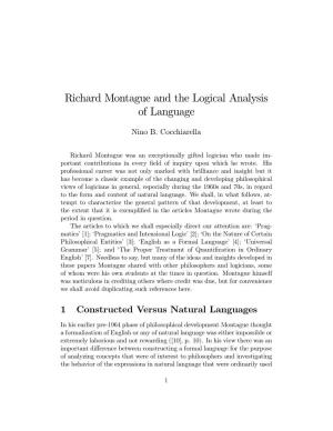 Richard Montague and the Logical Analysis of Language