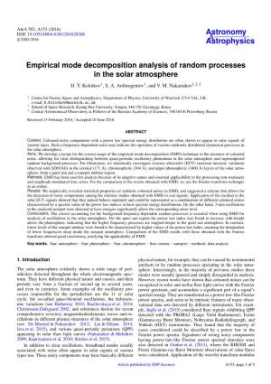 Empirical Mode Decomposition Analysis of Random Processes in the Solar Atmosphere D