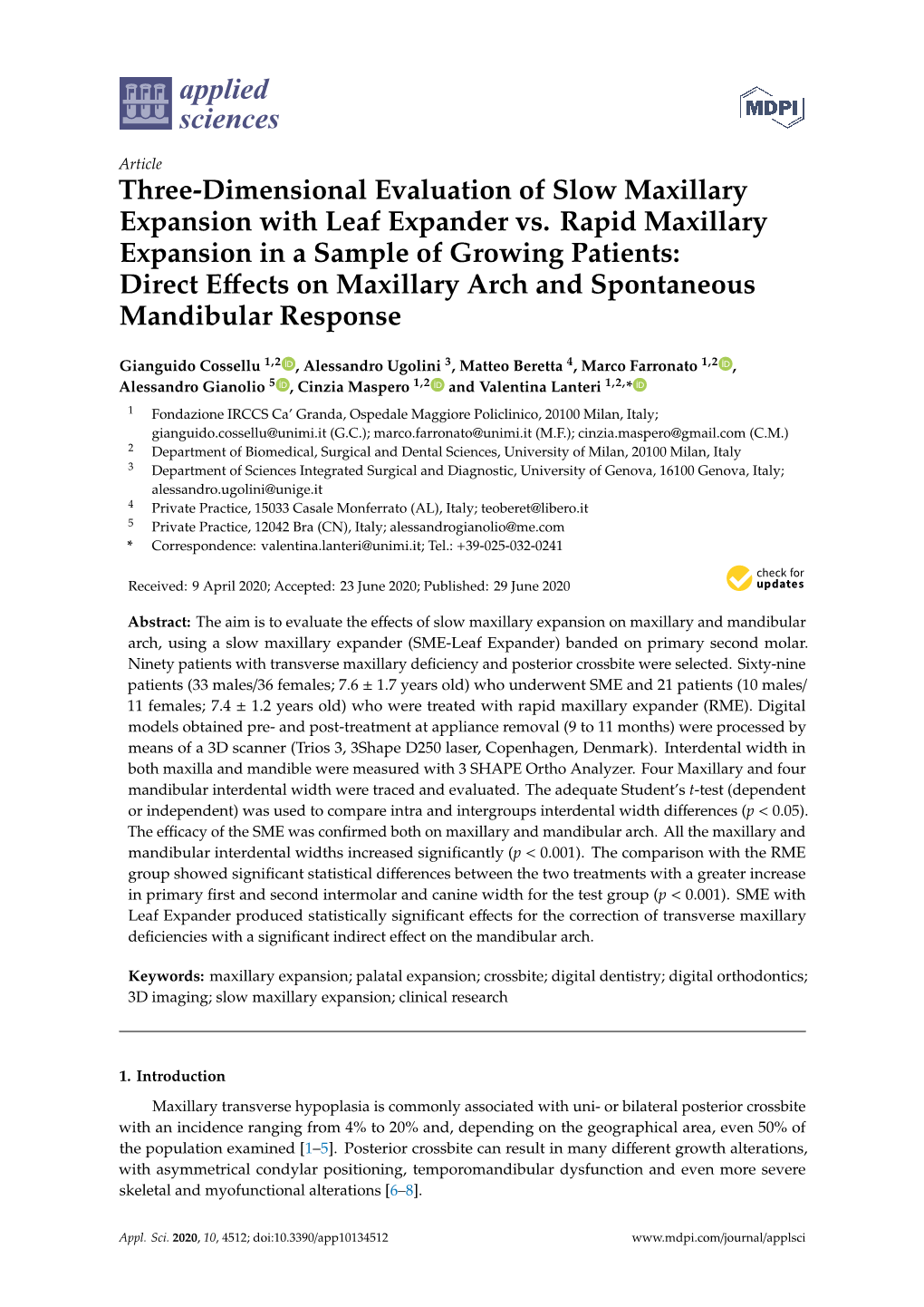 Three-Dimensional Evaluation of Slow Maxillary Expansion with Leaf Expander Vs