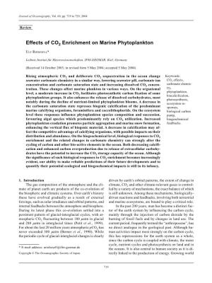 Effects of CO2 Enrichment on Marine Phytoplankton