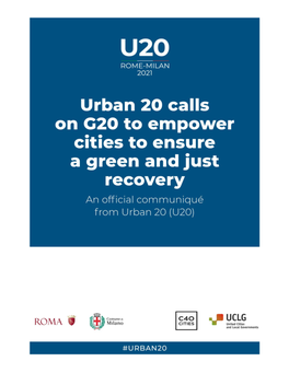 U20 Rome-Milan 2021 – Urban 20 Calls on G20 To