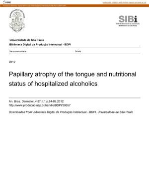 Papillary Atrophy of the Tongue and Nutritional Status of Hospitalized Alcoholics