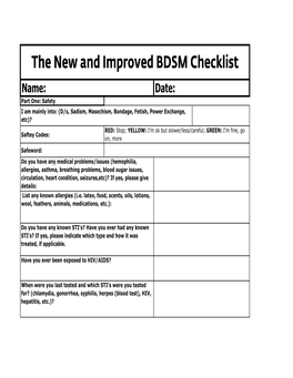 The New and Improved BDSM Checklist