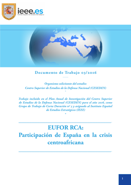 EUFOR RCA: Participación De España En La Crisis Centroafricana