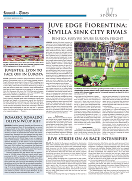 Juve Edge Fiorentina; Sevilla Sink City Rivals Benfica Survive Spurs Europa Fright