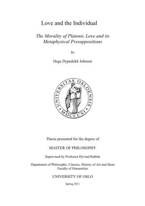 [Individuality and Love in Plato]