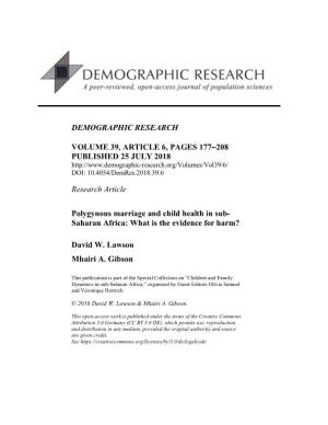 Polygynous Marriage and Child Health in Sub-Saharan Africa: What Is the Evidence for Harm?