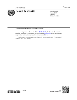 S/2014/394 Conseil De Sécurité