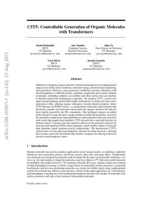 C5T5: Controllable Generation of Organic Molecules with Transformers