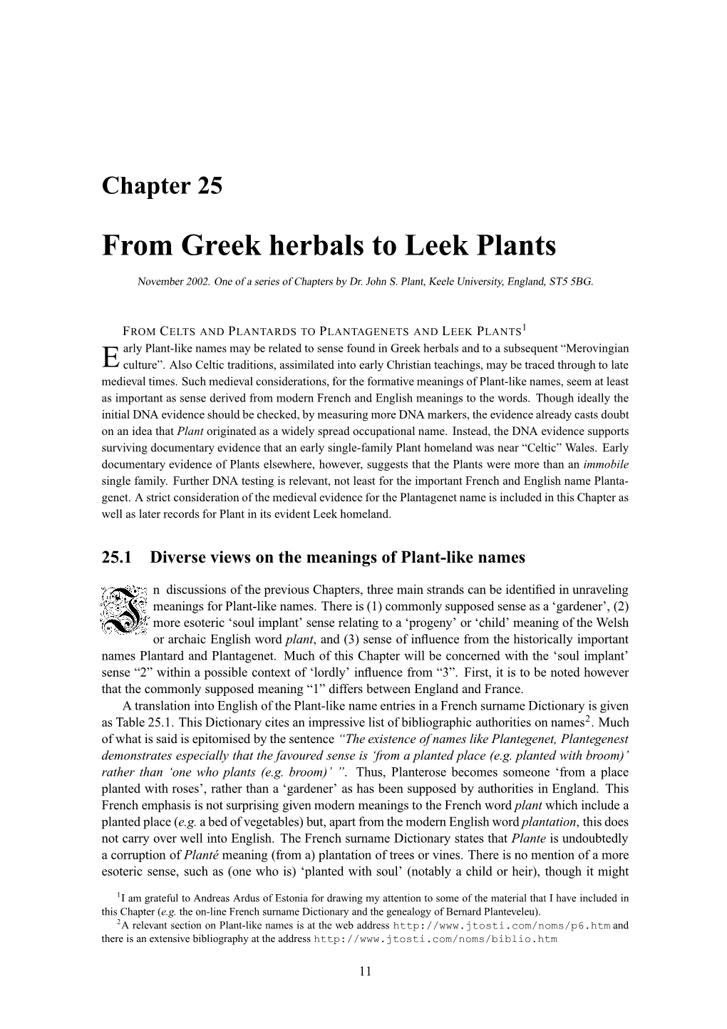 From Greek Herbals to Leek Plants