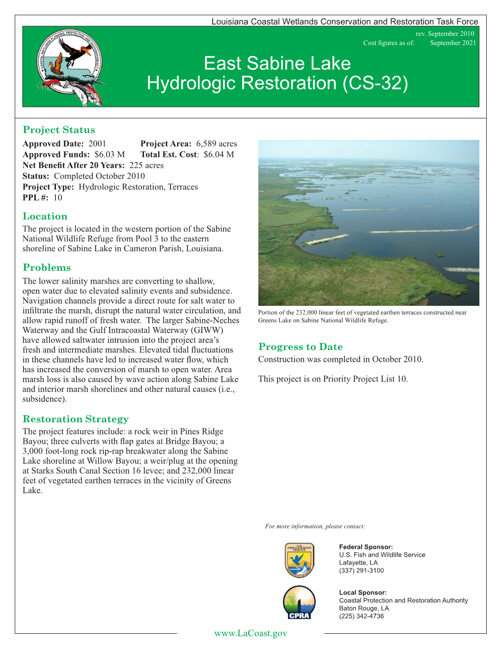 East Sabine Lake Hydrologic Restoration (CS-32)