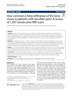 How Common Is Fatty Infiltration of the Teres Minor in Patients with Shoulder Pain?