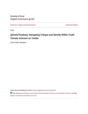 Gretathunberg: Navigating Critique and Identity Within Youth Climate Activism on Twitter